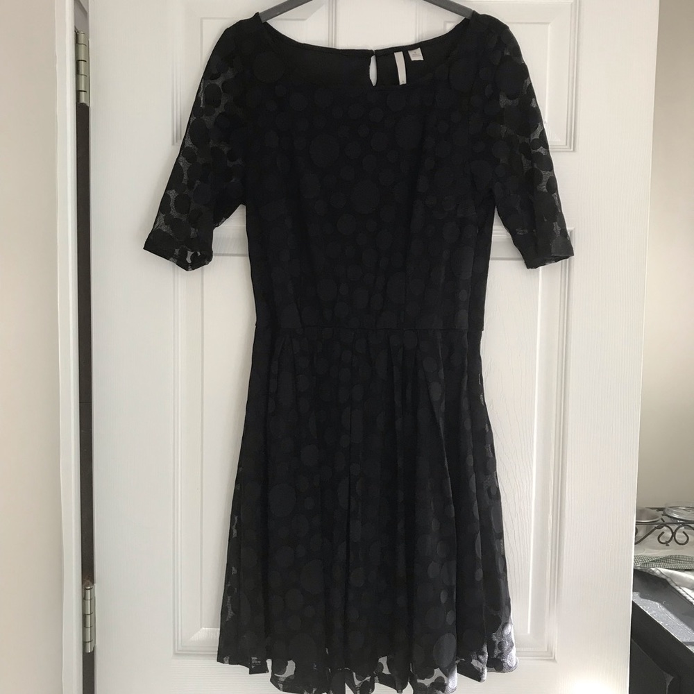 Lauren Conrad Size 6 Black Black Polka Dot Dress